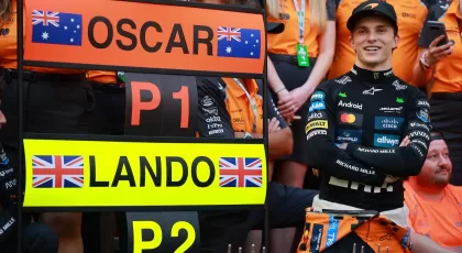 MIAMI, FLORIDA - MAY 04: Race winner Oscar Piastri of Australia and McLaren and the McLaren team celebrate during the F1 Grand Prix of Miami at Miami International Autodrome on May 04, 2025 in Miami, Florida. (Photo by Hector Vivas/Getty Images)