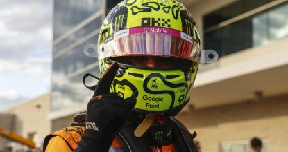 Pole man Lando Norris, McLaren F1 Team, celebrates in Parc Ferme