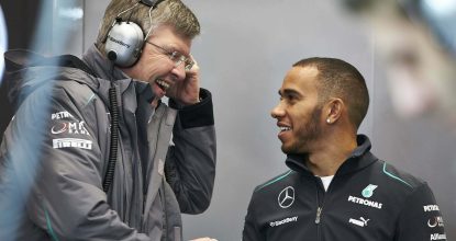 Ross Brawn and Lewis Hamilton at the launch of the team's 2013 Formula One car. Lewis joined Mercedes-AMG Petronas Motorsport for the 2013 season.