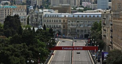 BAKU, AZERBAIJAN - JUNE 06: Max Verstappen of the Netherlands driving the (33) Red Bull Racing RB16B Honda (left) and Mick Schumacher of Germany driving the (47) Haas F1 Team VF-21 Ferrari (right) during the F1 Grand Prix of Azerbaijan at Baku City Circuit on June 06, 2021 in Baku, Azerbaijan. (Photo by Clive Rose/Getty Images) // SI202106060502 // Usage for editorial use only //