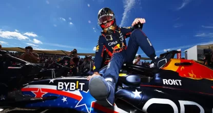 AUSTIN, TEXAS - OCTOBER 22: Max Verstappen of the Netherlands and Oracle Red Bull Racing prepares to drive on the grid prior to the F1 Grand Prix of United States at Circuit of The Americas on October 22, 2023 in Austin, Texas. (Photo by Mark Thompson/Getty Images)