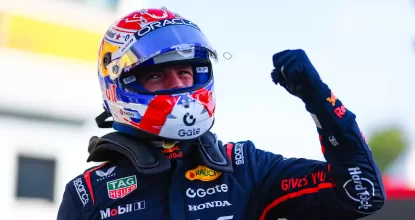 MONZA, ITALY - SEPTEMBER 06: Pole position qualifier Max Verstappen of the Netherlands and Oracle Red Bull Racing celebrates on arrival in parc ferme during qualifying ahead of the F1 Grand Prix of Italy at Autodromo Nazionale Monza on September 06, 2025 in Monza, Italy. (Photo by Mark Thompson/Getty Images) // Getty Images / Red Bull Content Pool // SI202509060586 // Usage for editorial use only //