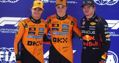 LUSAIL CITY, QATAR - NOVEMBER 29: Pole position qualifier Oscar Piastri of Australia and McLaren Second placed qualifier Lando Norris of Great Britain and McLaren and Third placed qualifier Max Verstappen of the Netherlands and Oracle Red Bull Racing during qualifying ahead of the F1 Grand Prix of Qatar at Lusail International Circuit on November 29, 2025 in Lusail City, Qatar. (Photo by Sam Bloxham/LAT Images) // Getty Images / Red Bull Content Pool // SI202511290451 // Usage for editorial use only //