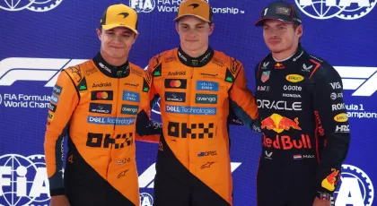 LUSAIL CITY, QATAR - NOVEMBER 29: Pole position qualifier Oscar Piastri of Australia and McLaren Second placed qualifier Lando Norris of Great Britain and McLaren and Third placed qualifier Max Verstappen of the Netherlands and Oracle Red Bull Racing during qualifying ahead of the F1 Grand Prix of Qatar at Lusail International Circuit on November 29, 2025 in Lusail City, Qatar. (Photo by Sam Bloxham/LAT Images) // Getty Images / Red Bull Content Pool // SI202511290451 // Usage for editorial use only //