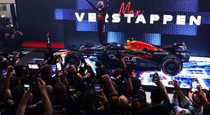 LUSAIL CITY, QATAR - NOVEMBER 30: Race winner Max Verstappen of the Netherlands and Oracle Red Bull Racing celebrates in parc ferme during the F1 Grand Prix of Qatar at Lusail International Circuit on November 30, 2025 in Lusail City, Qatar. (Photo by Lars Baron/LAT Images) // Getty Images / Red Bull Content Pool // SI202511300553 // Usage for editorial use only //