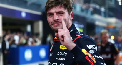ABU DHABI, UNITED ARAB EMIRATES - DECEMBER 06: Pole position qualifier Max Verstappen of the Netherlands and Oracle Red Bull Racing celebrates in parc ferme during qualifying ahead of the F1 Grand Prix of Abu Dhabi at Yas Marina Circuit on December 06, 2025 in Abu Dhabi, United Arab Emirates. (Photo by Mark Thompson/Getty Images) // Getty Images / Red Bull Content Pool // SI202512060467 // Usage for editorial use only //